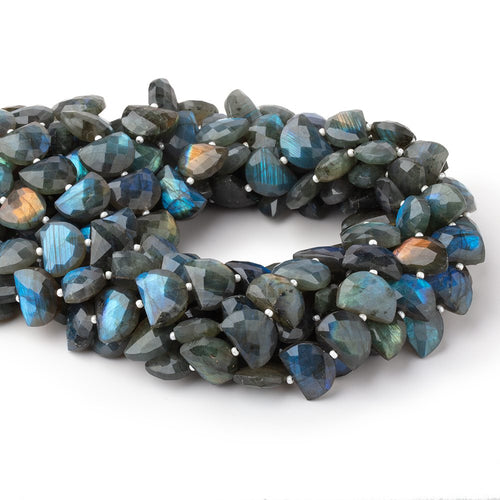 15x11mm Labradorite Faceted Half Moon Beads 16 inch 32 pieces AA