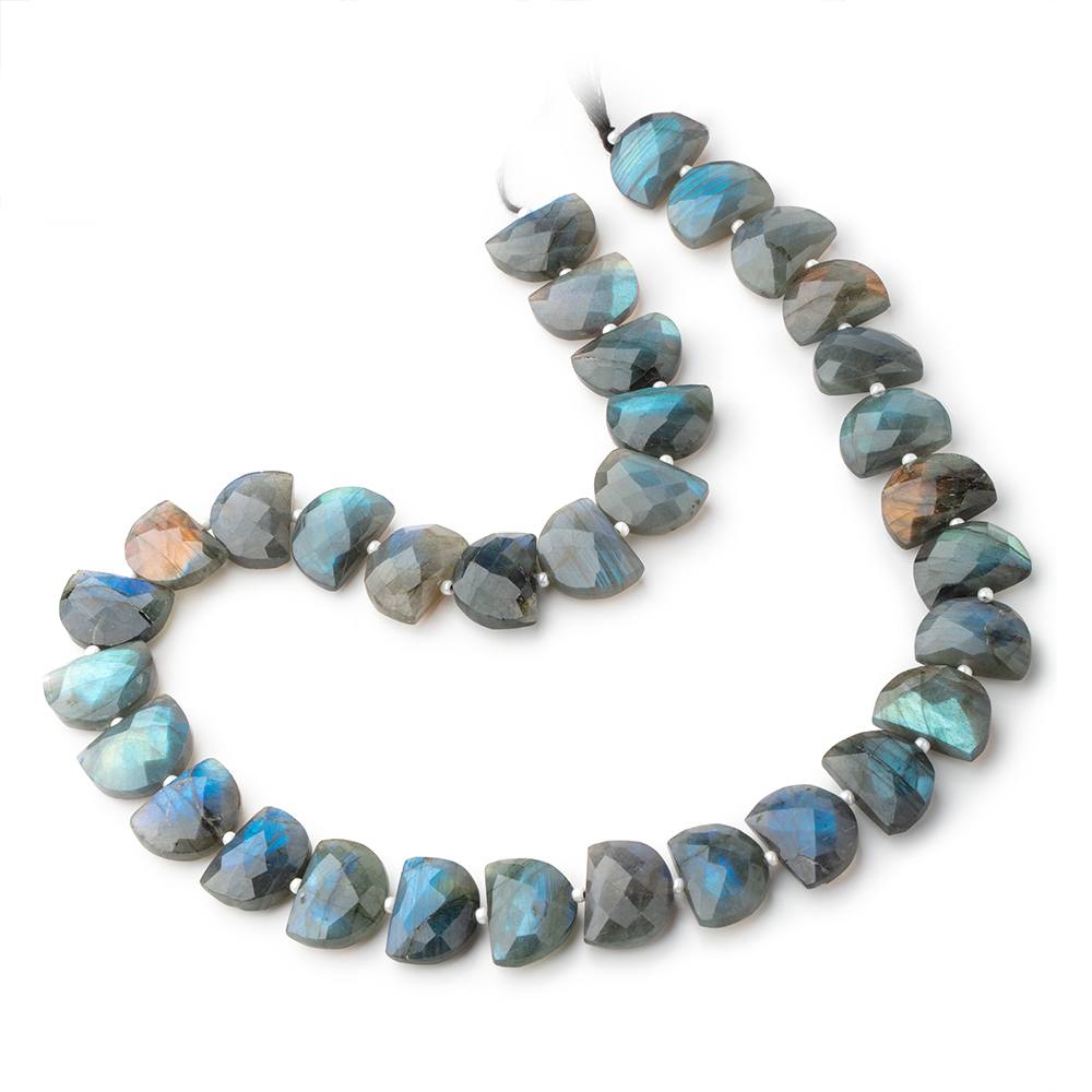 15x11mm Labradorite Faceted Half Moon Beads 16 inch 32 pieces AA