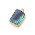 18x13mm Vermeil Bezel Labradorite Flat Rectangle Pendant 1 piece