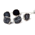 15x13-16x13mm Silver Leafed Grey Black Drusy Strand 4 inch 5 pieces