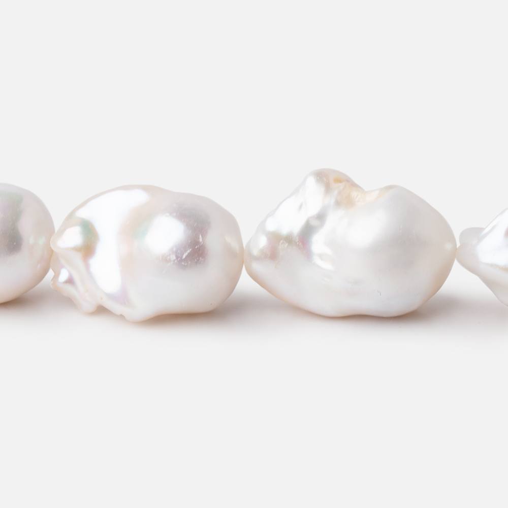 15x13-21x15mm White Ultra Baroque Freshwater Pearls 15.5 inch 20 Pieces AA