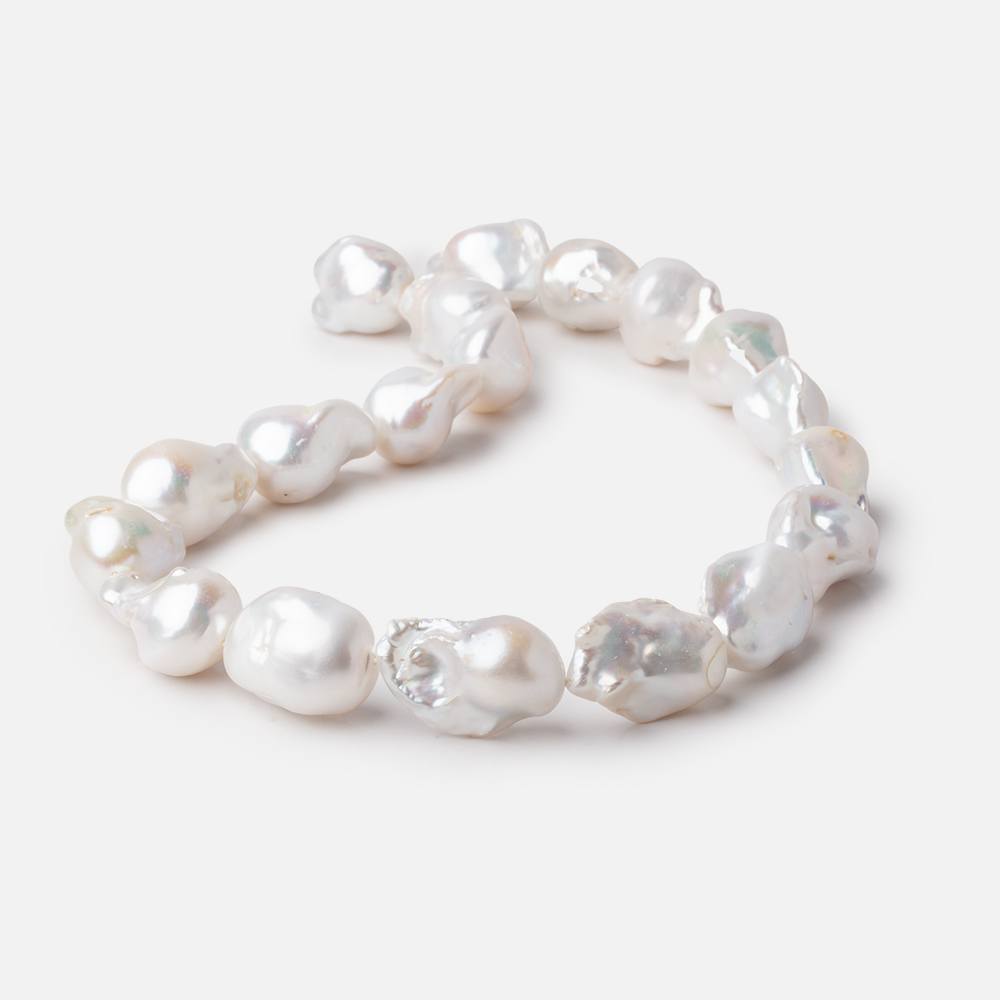 15x13-21x15mm White Ultra Baroque Freshwater Pearls 15.5 inch 20 Pieces AA