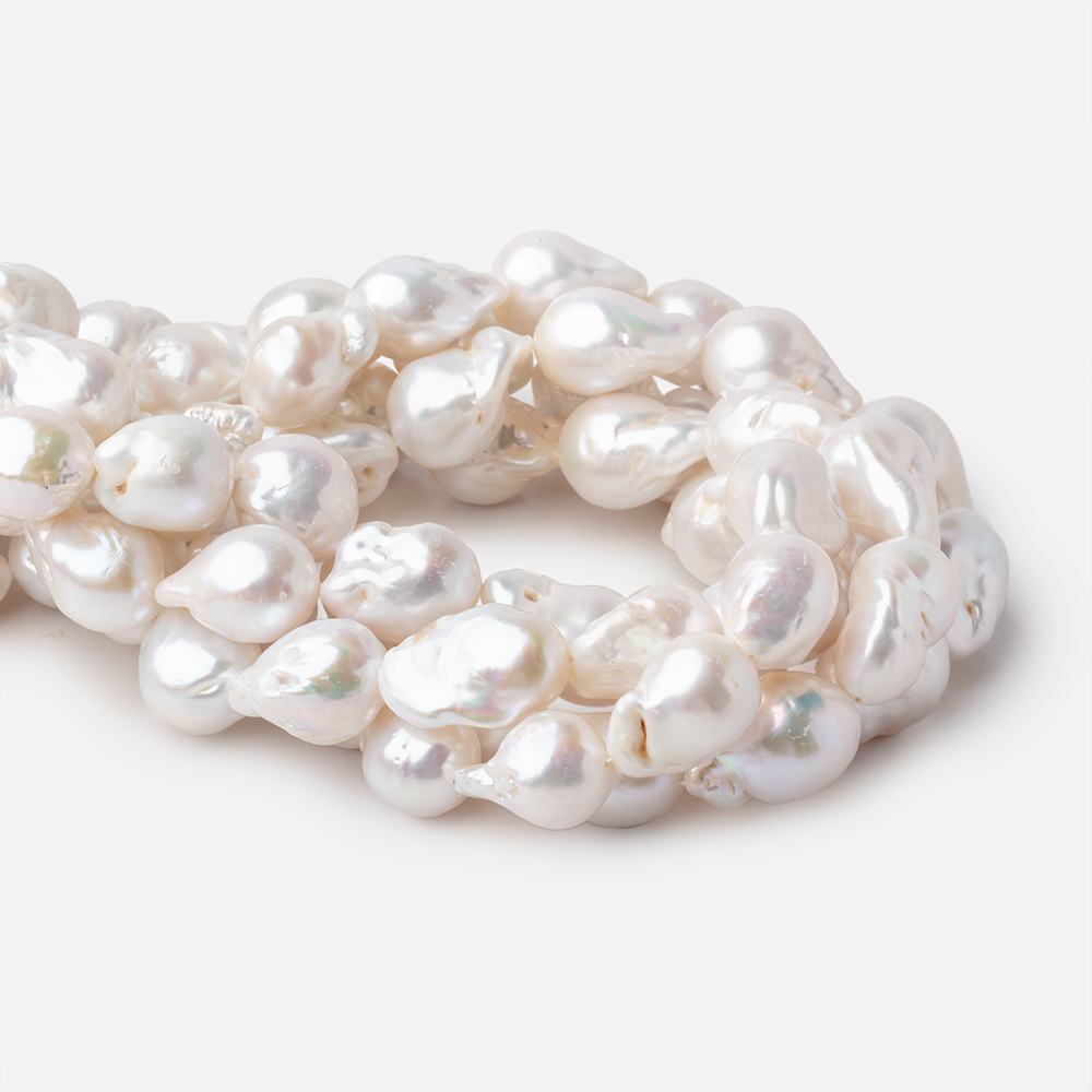 15x13-21x15mm White Ultra Baroque Freshwater Pearls 15.5 inch 20 Pieces AA