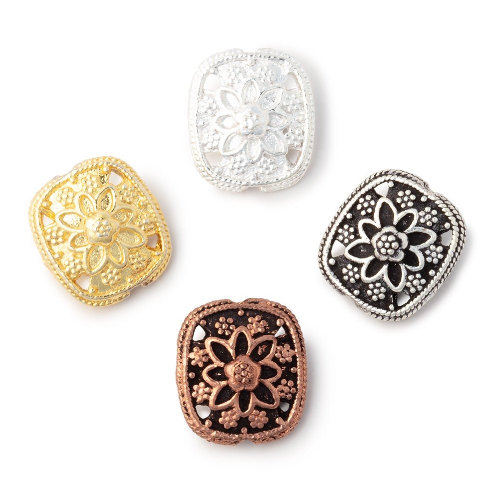 15x13mm Floral Design Cushion Set of 2 Beads