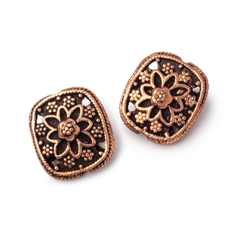 15x13mm Floral Design Cushion Set of 2 Beads