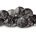 15x16-17x18mm Black Tourmalinated Quartz faceted hearts 6 inch 22 beads AAA