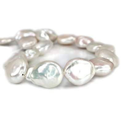 15x19-20x15mm Off White Straight Drill Baroque Freshwater Pearl 16 inch 21 pcs