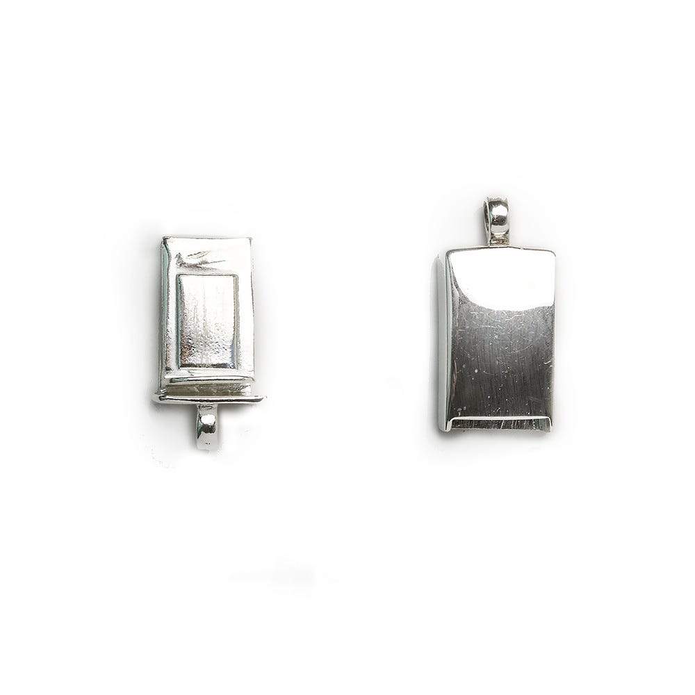 15x9mm Sterling Silver Box Clasp Plain Rectangle Design 1 piece