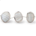 16-17mm Sterling Silver Bezel Banded Agate Faceted Nuggets 7 inch 10 Beads