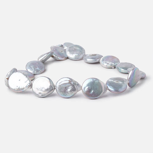 16-20mm Silver Coin Freshwater Pearls 16 inch 18 pieces