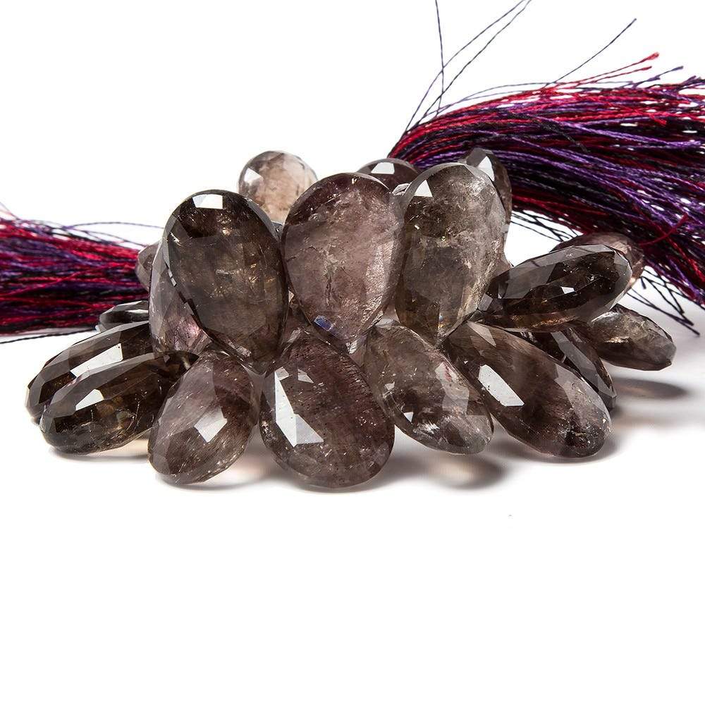 16-21mm Mossy and Tourmalinated Amethyst Beads Pear Briolette 6.5 inch 34 pieces