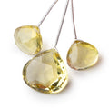 16-24mm Lemon Quartz Faceted Heart Focals Set of 3 Beads