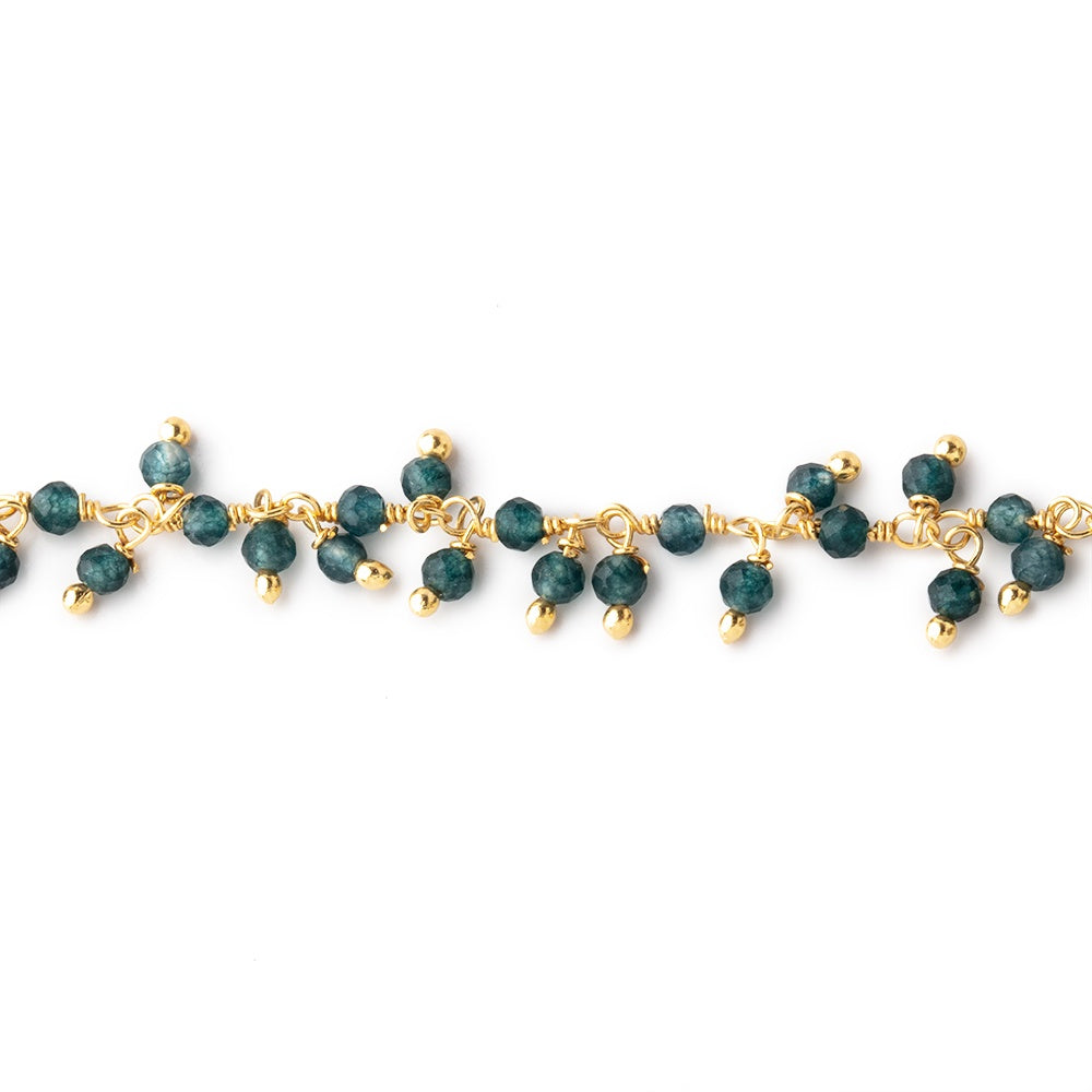 2mm London Blue Quartz Gold plated Dangling Chain by the foot