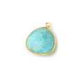 16.5mm Vermeil Bezel Amazonite Plain Triangle Pendant 1 Focal Bead