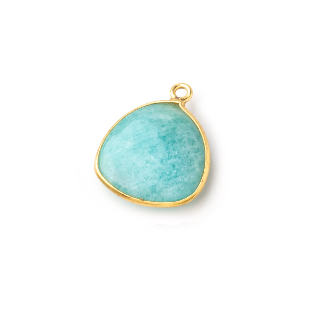 16.5mm Vermeil Bezel Amazonite Plain Triangle Pendant 1 Focal Bead