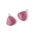 16mm .925 Silver Bezel Pink Tourmaline Faceted Heart Set of 2 Pendants