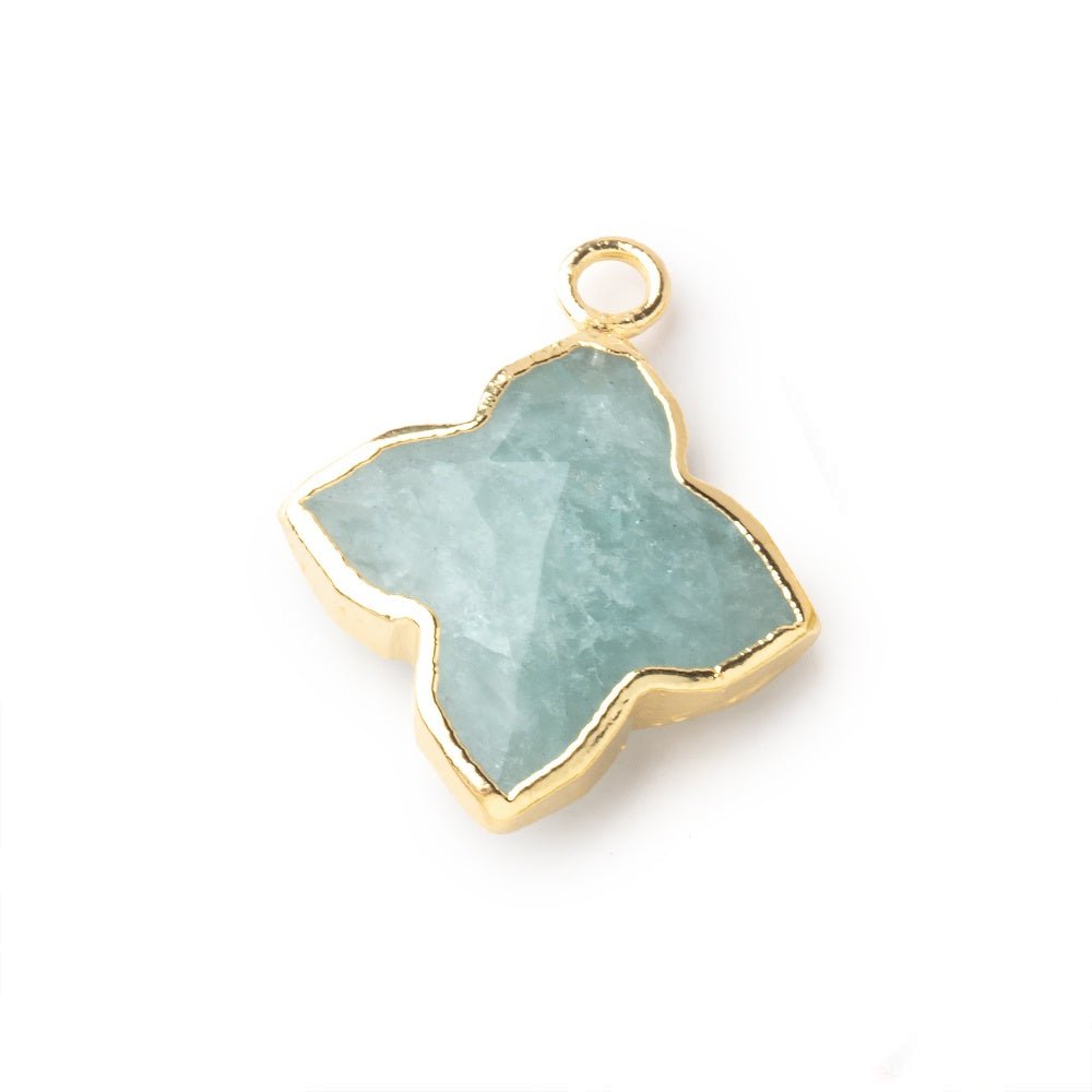 16mm Gold Leafed Aquamarine 4 Pointed Star Focal Pendant 1 piece