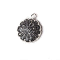 16mm Silver Leafed Celestial Quartz carved floral coin Pendant 1 focal bead