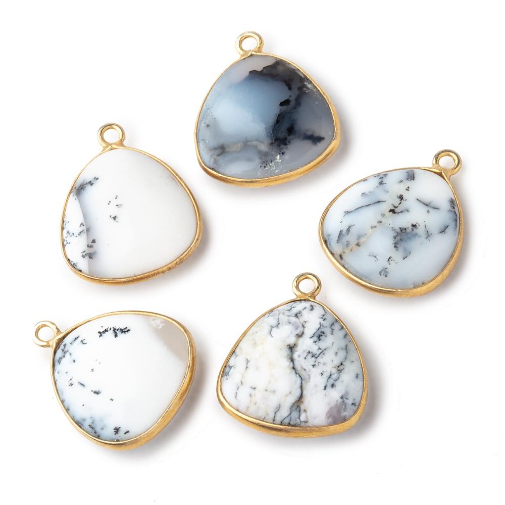 16mm Vermeil Bezel Dendritic Opal Plain Triangle Pendant 1 Focal Piece