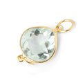 16mm Vermeil Bezel Prasiolite Pavilion Faceted Heart Connector 1 piece