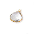 16mm Vermeil Bezeled Crystal Quartz faceted heart focal pendant 1 piece