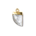 16x10mm Gold Leafed Platinum Grey Moonstone Horn Pendant 1 piece