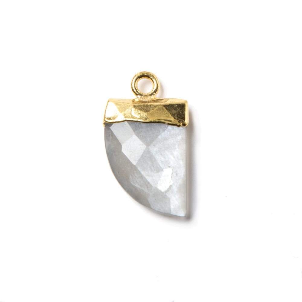 16x10mm Gold Leafed Platinum Grey Moonstone Horn Pendant 1 piece