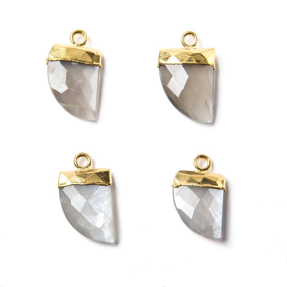16x10mm Gold Leafed Platinum Grey Moonstone Horn Pendant 1 piece