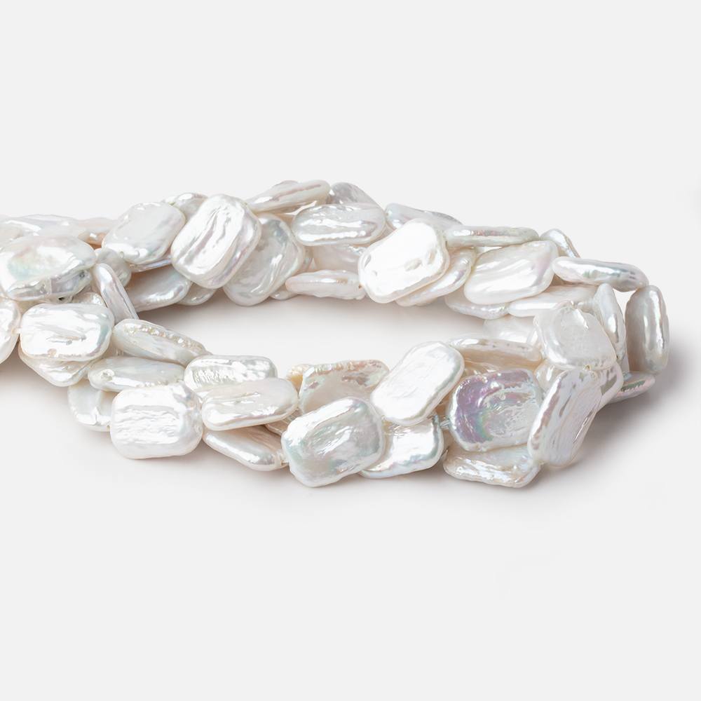 16x12-19x14mm Rosé White Rectangle Freshwater Pearls 16 inch 22 beads