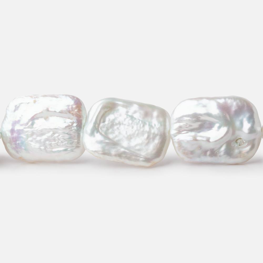 16x12-19x14mm Rosé White Rectangle Freshwater Pearls 16 inch 22 beads