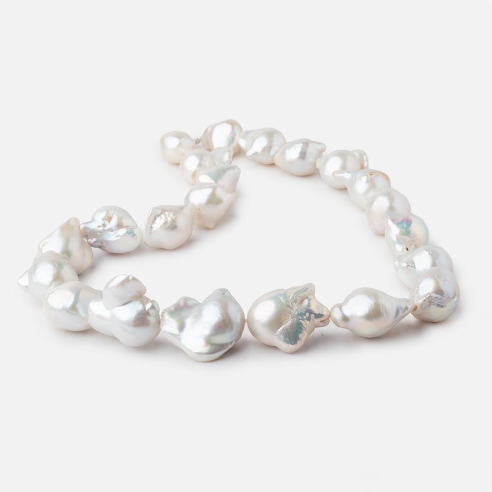 16x12-24x21mm White Ultra Baroque Freshwater Pearls 16.5 inch 22 pieces AA