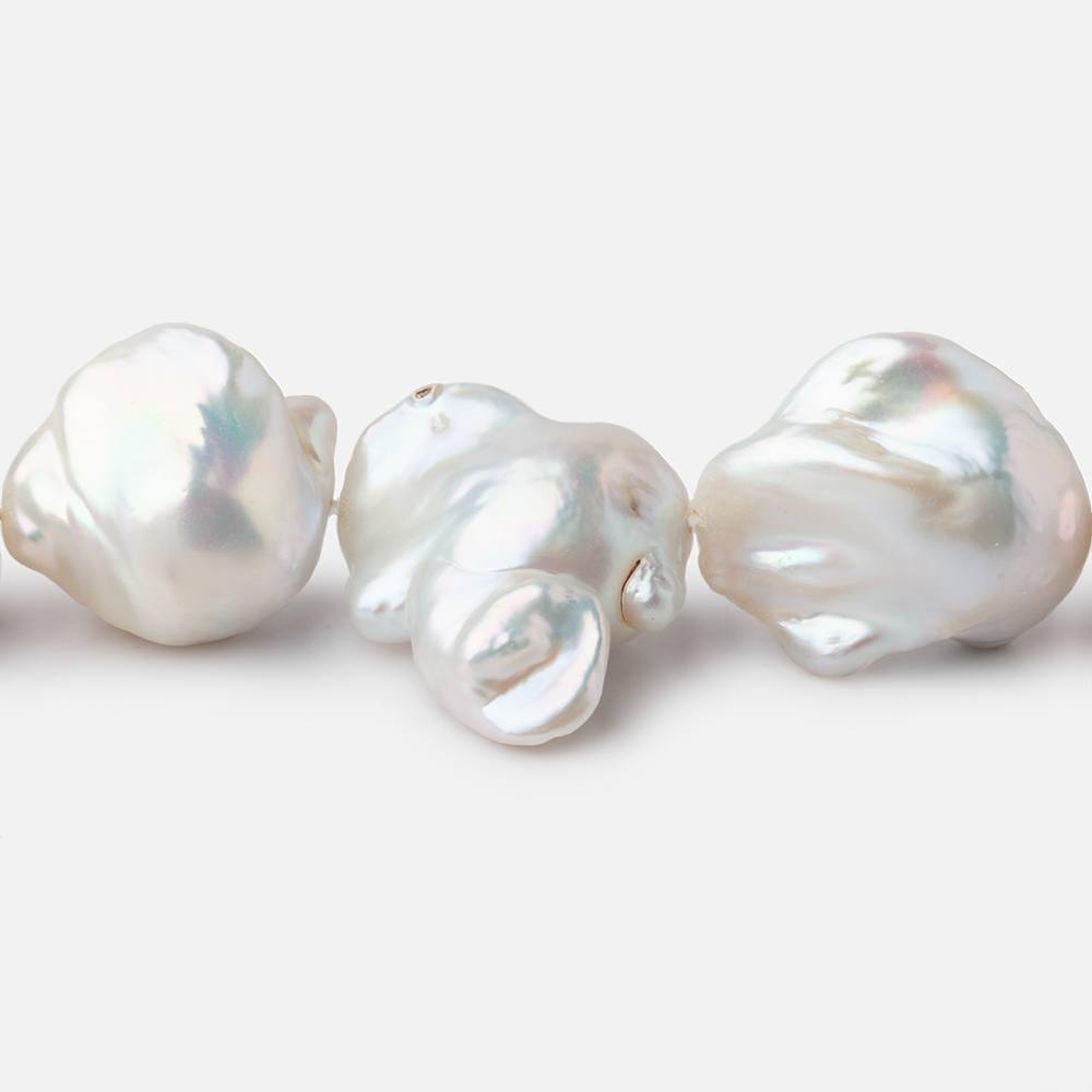 16x12-24x21mm White Ultra Baroque Freshwater Pearls 16.5 inch 22 pieces AA