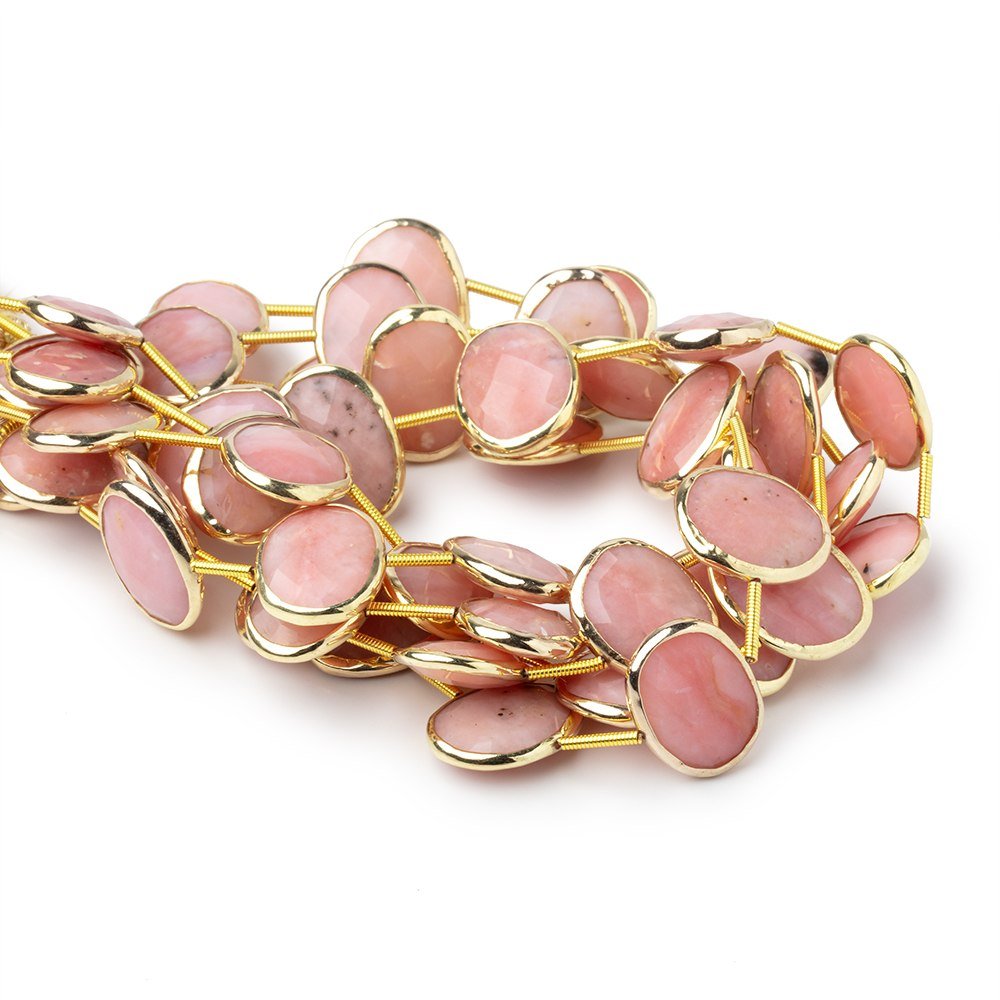 16x12mm Vermeil Bezel Pink Peruvian Opal Faceted Nugget Strand 10 Beads