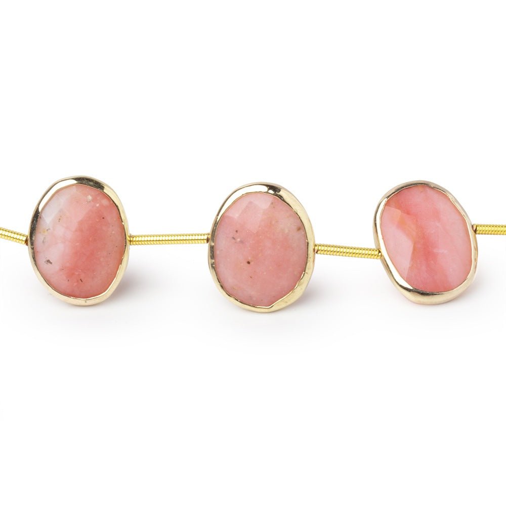 16x12mm Vermeil Bezel Pink Peruvian Opal Faceted Nugget Strand 10 Beads