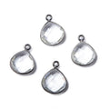 16x12mmOxidized Silver Bezeled Crystal Quartz faceted heart Pendant 1 piece