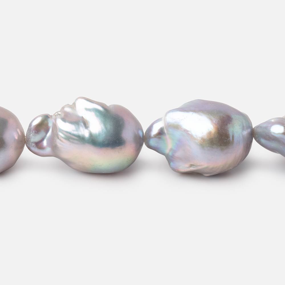 16x13-22x15mm Silver Ultra Baroque Freshwater Pearls 15.5 inch 18 pieces