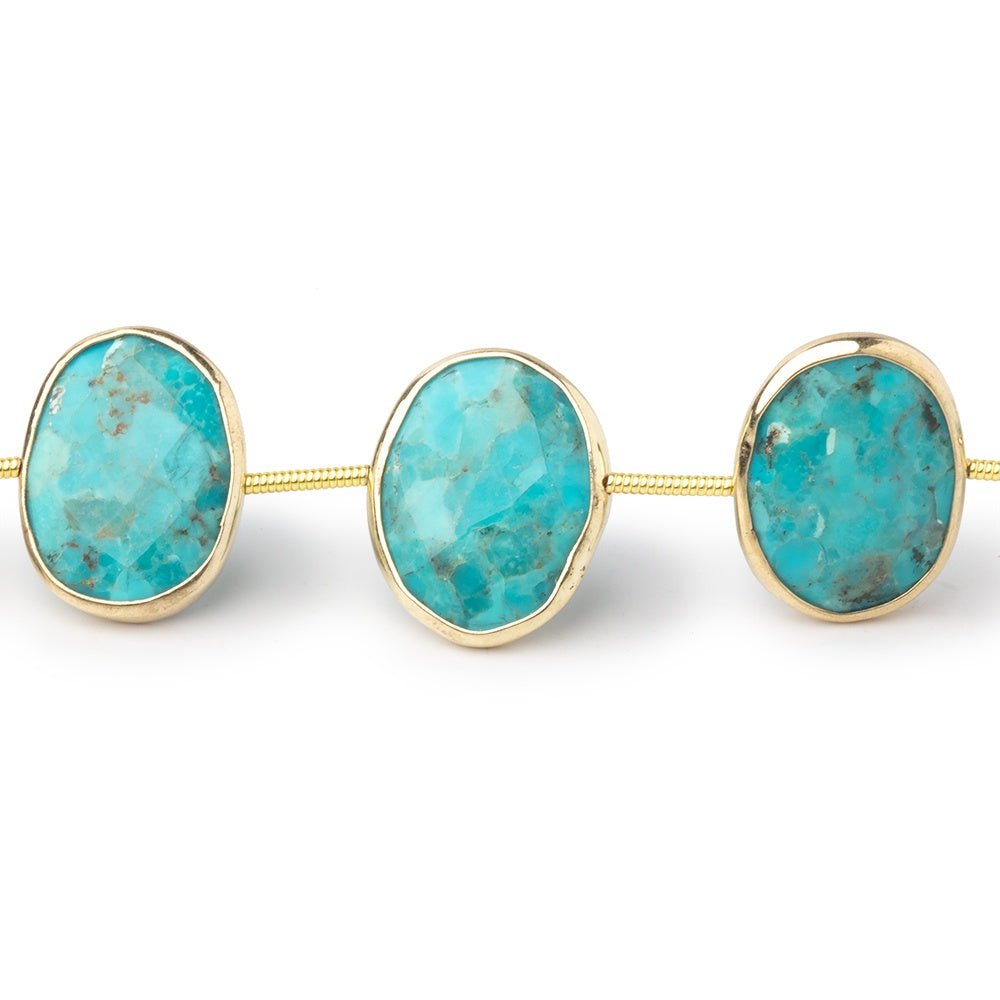 16x13mm Vermeil Bezel Turquoise Side Drill Nuggets 7.5 inch 10 Beads
