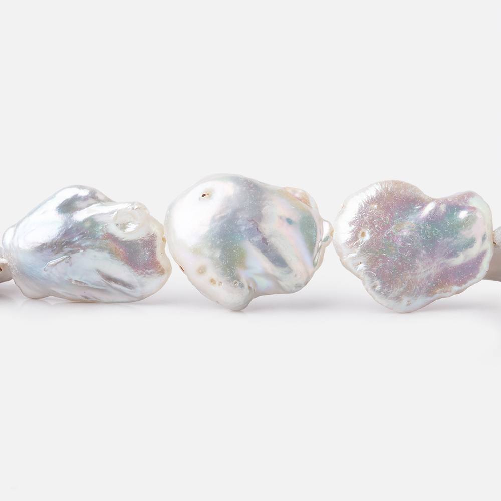 16x14-21x15mm Off White Straight Drilled Keshi Freshwater Pearls 16 inch 18 beads