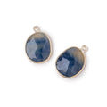 16x14mm .925 Silver Bezel Sapphire Faceted Freeform Set of 2 Pendants