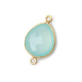 16x14mm Vermeil Bezel Sea Chalcedony faceted pear Connector 1 piece