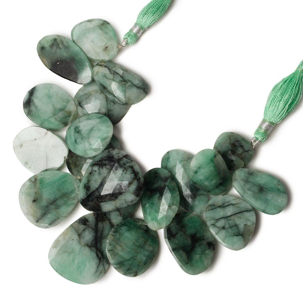 16x15- 28x23mm Emerald Faceted Free Shape Cabs 6.5 inch 20 Beads AA