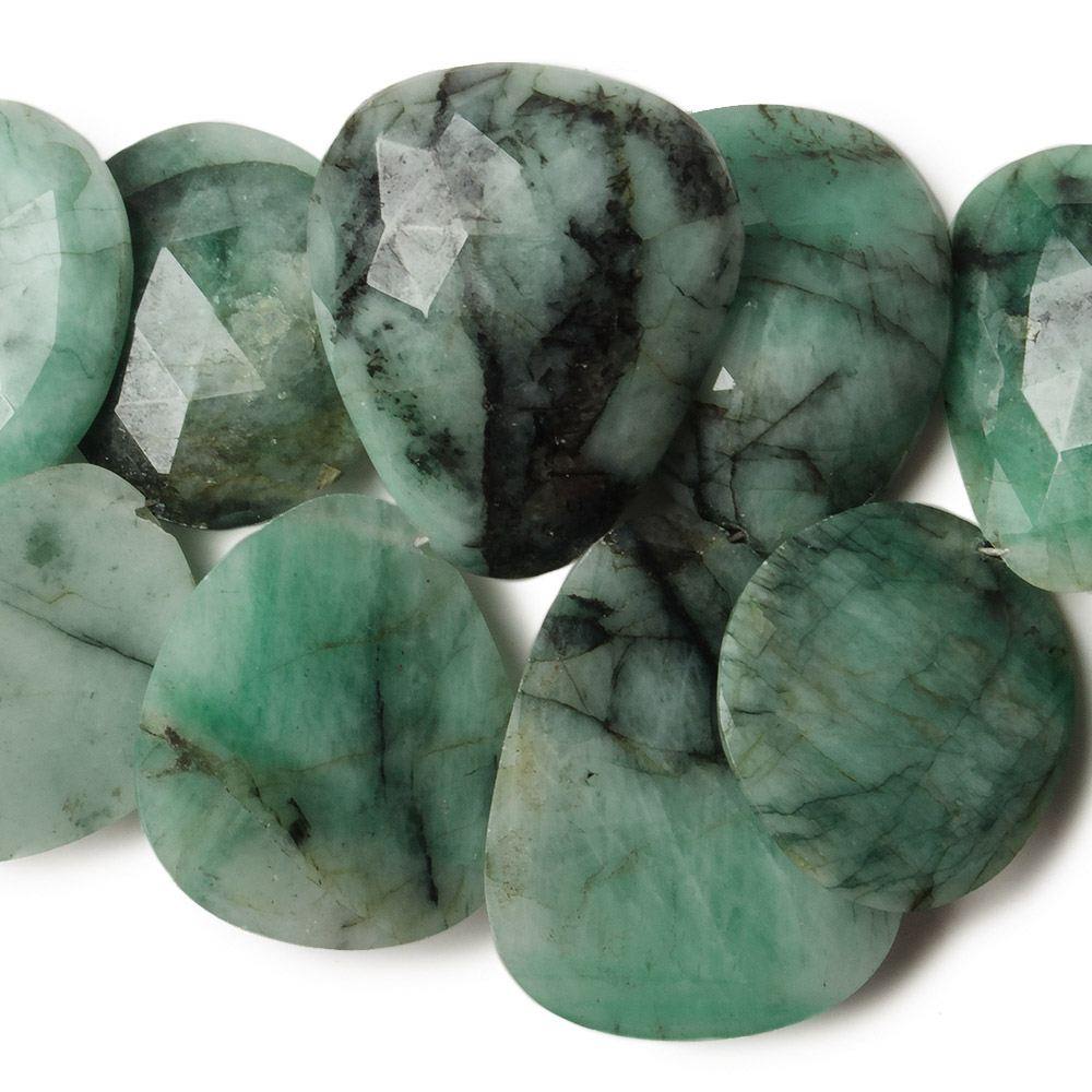 16x15- 28x23mm Emerald Faceted Free Shape Cabs 6.5 inch 20 Beads AA