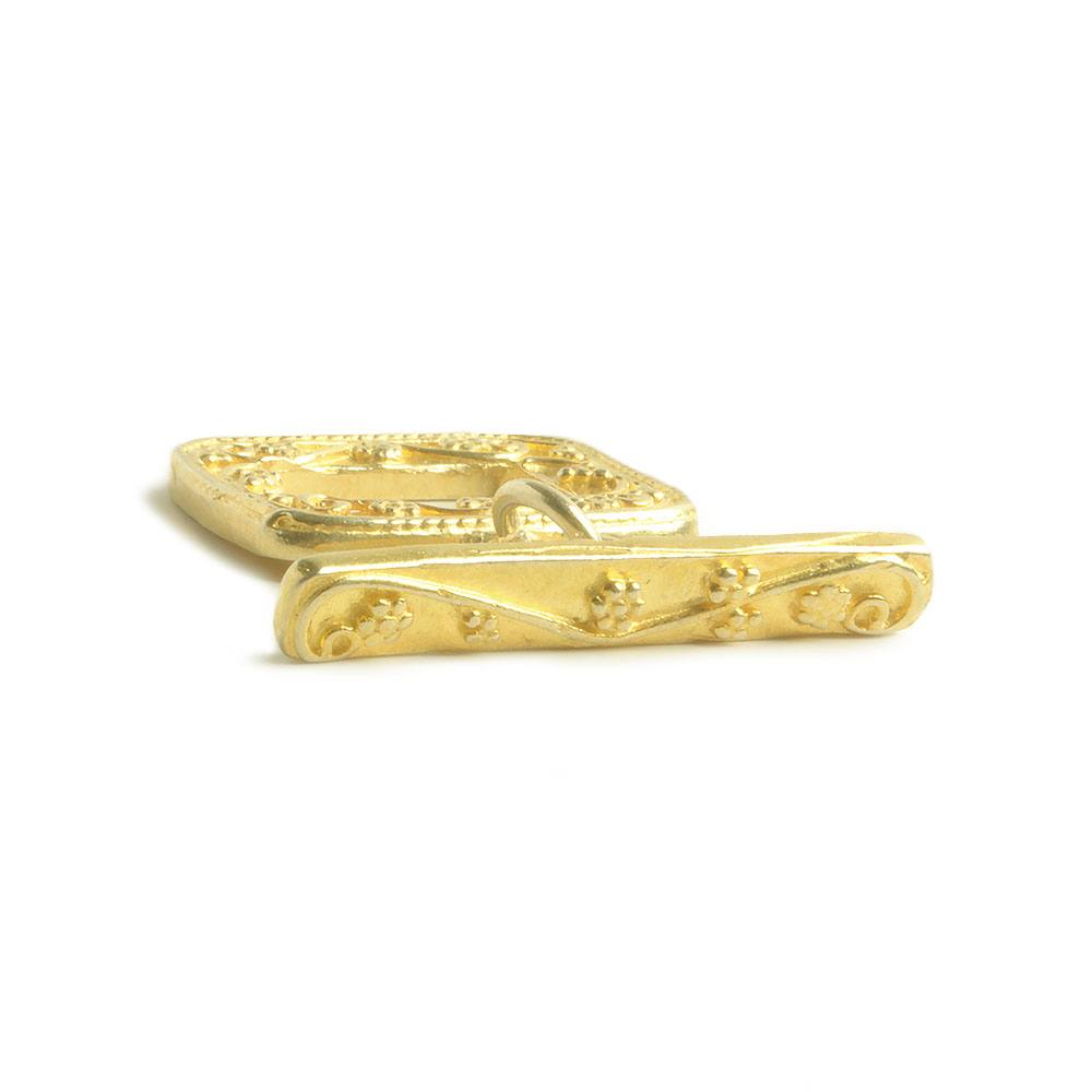 16x19mm Vermeil Rectangular Granulated Bead Floral Toggle 1 piece