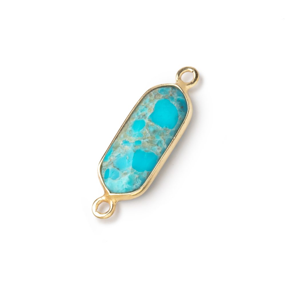 16x8mm Vermeil Bezel Turquoise Howlite Modified Marquise Connector 1 piece