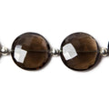 17-20mm Smoky Quartz faceted coin beads 7 inch 9 pieces