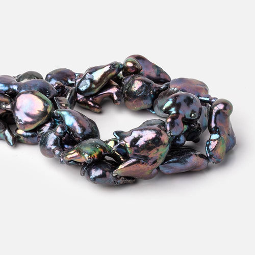 17-35mm Peacock Ultra Baroque Freshwater Pearls 15 inch 12 Beads
