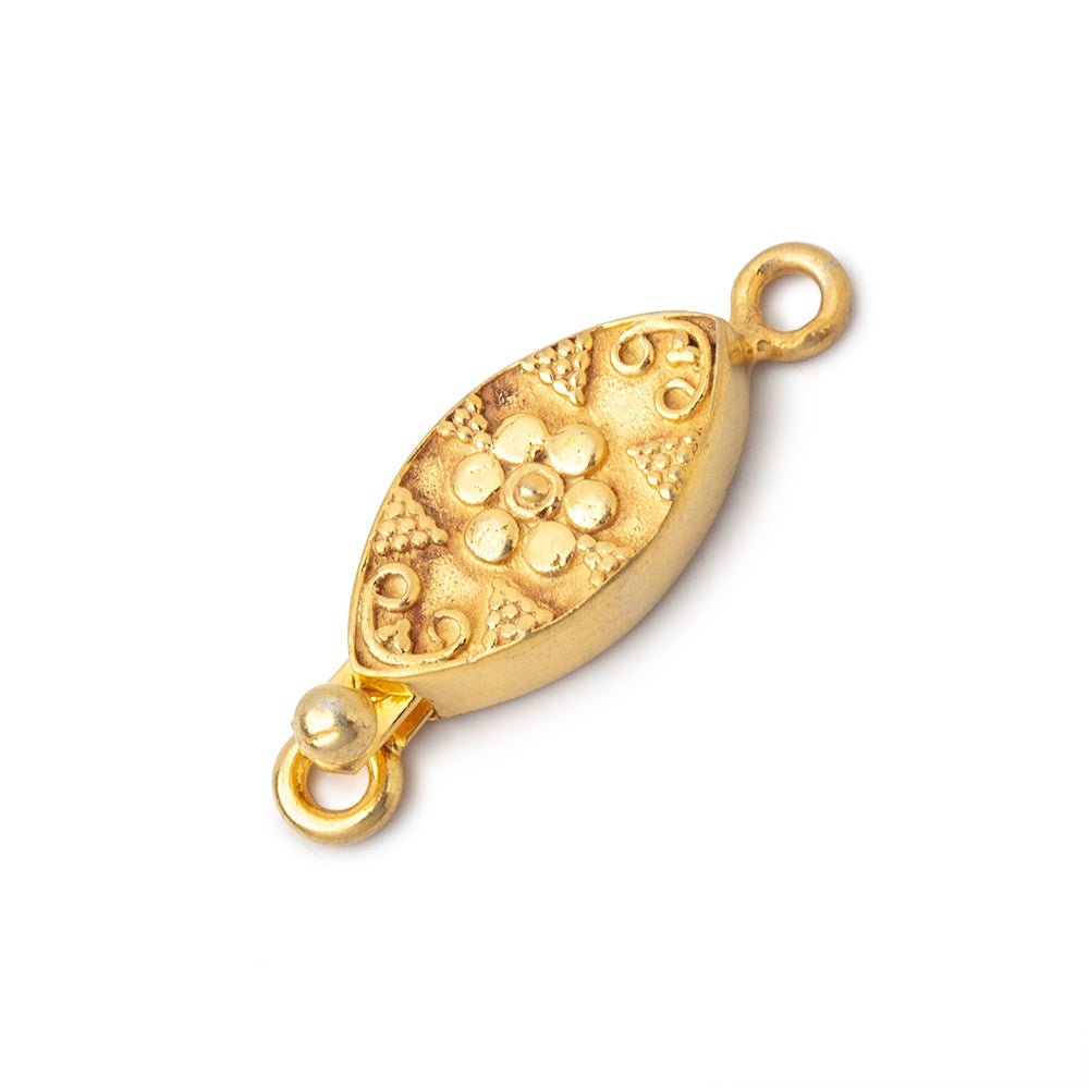 17.5x9mm 22kt Gold Plated Floral Marquise Box Clasp 1 piece
