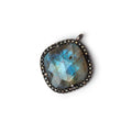 17mm Black Gold & Black CZ Bezel Labradorite Cushion Pendant 1 Focal