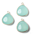 17mm Sterling Silver Bezel SeaBlue Chalcedony triangle Pendant 1 focal bead