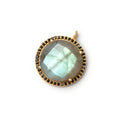 17mm Vermeil & Black CZ Bezel Labradorite Coin Pendant 1 Focal